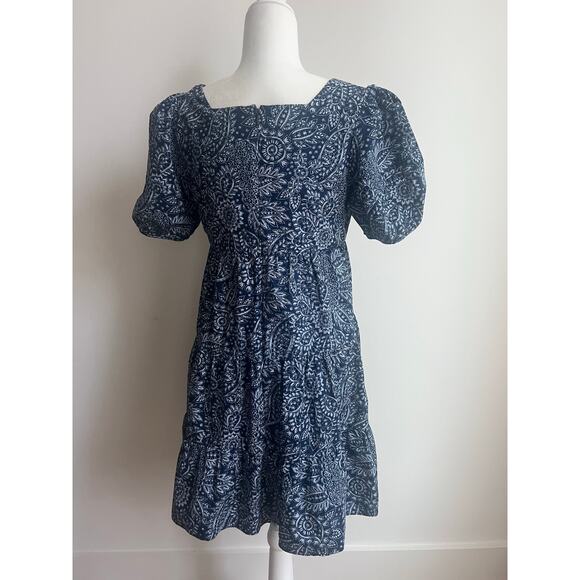 Madewell Poplin Puff-Sleeve Tiered Babydoll Dress in Paisley Garden Size 4 - Picture 4 of 7